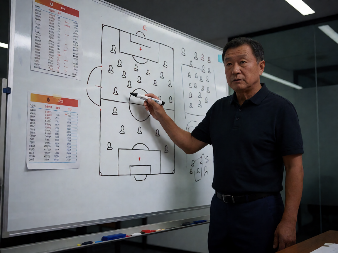 球队战术板与赛前分析现场：教练正在讲解战术